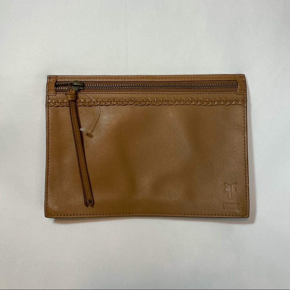 NWOT FRYE LEATHER CLUTCH WALLET BELT BAG BRAIDED